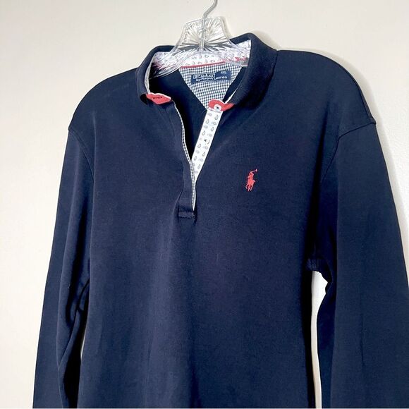 Vintage Polo By Ralph Lauren 90’s Navy Long Sleeve Preppy Polo Shirt XXL (Boys) - Picture 2 of 12